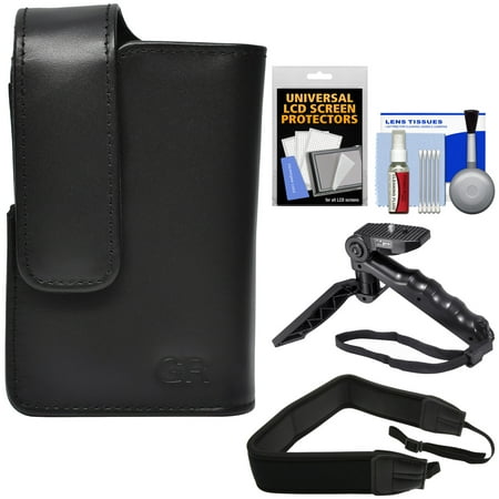 Ricoh GC-9 Soft Leather Camera Case for GR III with Neck Strap + Shooting Grip + Folding Tripod +