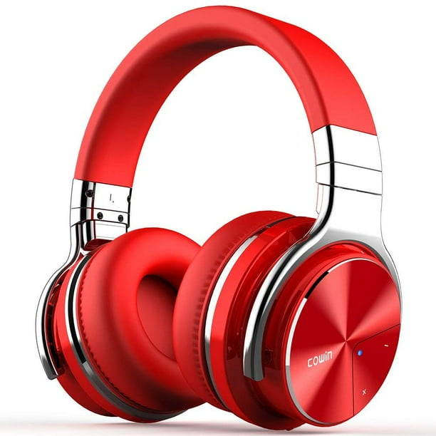 COWIN Bluetooth NoiseCanceling OverEar Headphones, Red, e7pro
