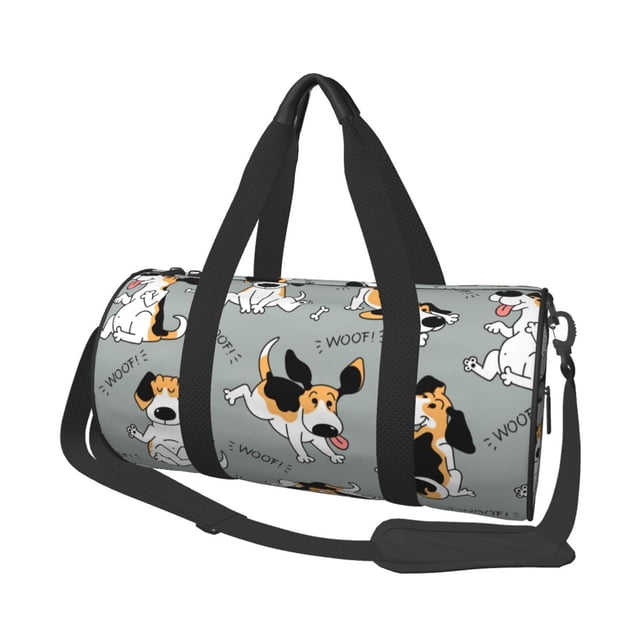 Fotbe Funny Beagle Active Dog Bolsa Deportiva de Lona Plegable con Estampado, Bolsa de Gimnasio con Bolsillo Seco/Húmedo, Bolsa de Viaje Ultraligera de Gran Capacidad