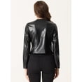 thumbnail image 3 of Chaqueta Corta de Cuero Sintético para Mujer Chaqueta de PU Moto Biker Jackets Negro S, 3 of 6