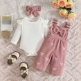 thumbnail image 2 of Splozh Baby Shower Gifts Infant Newborn Baby Girl Clothes Baby Girl Outfits Long Sleeve Snap Romper Pant Sets with Headband,Pink,6-12 Months, 2 of 7