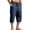 Navy, variant on GrmtClth Linen Harem Pants for Men 3/4 Long Elastic Drawstring Waist Loose Fit Casual Yoga Beach Trousers with Pockets Light Blue S