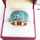 thumbnail image 4 of Flower Tree Rings Gold Pink Opal Green Enamel Wide Ring for Woman Party Crystal Vintage Jewelry, 4 of 4