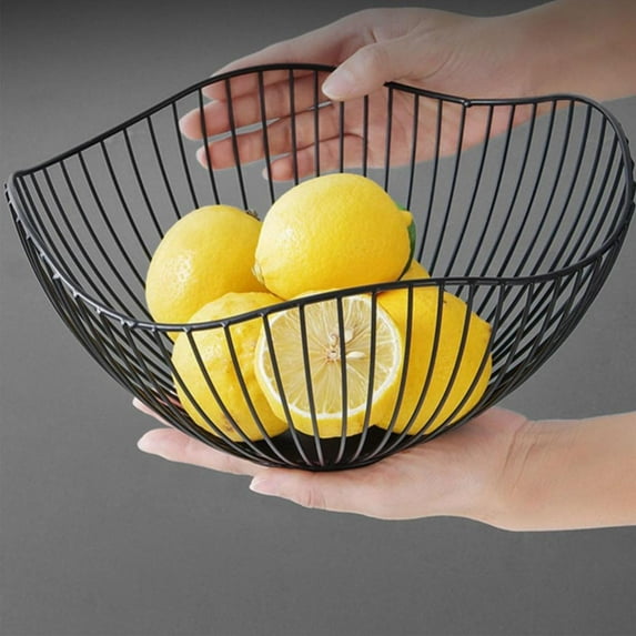 Fruit Bowl for Kitchen Counter- Wire Fruit Storage Mesh Fruit Container Diameter 10 inch Fruit Basket for Kitchen,Living Room,Black