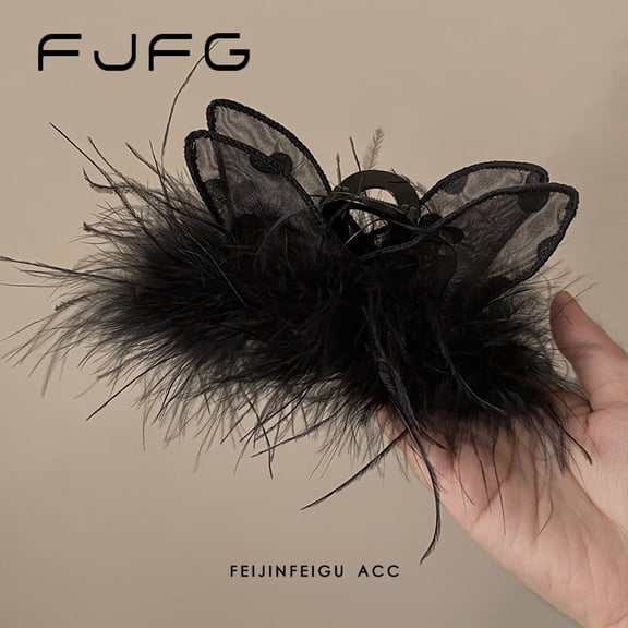 Elf Cat Claw Clip New Autumn/Winter Style Pure Desire Feather Shark Clip Half Up Half Down Hair Clip