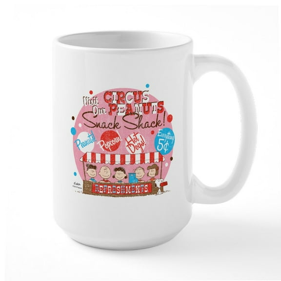 CafePress - Peanuts Circus Large Mug - 15 oz Ceramic Large White Novelty Mug