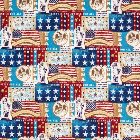 Patriotic Patchwork Cotton Calico Fabric