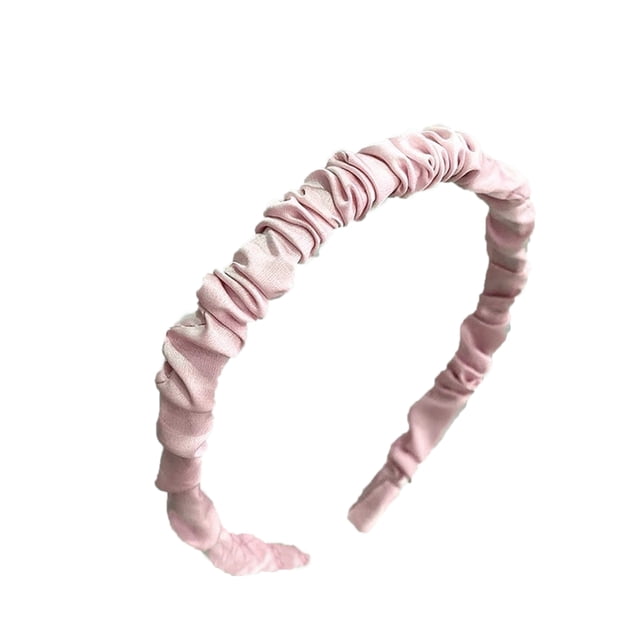 Diadema plisada de satén con banda para el pelo fruncida, accesorios para el cabello de moda para mujeres y niñas, color rosa