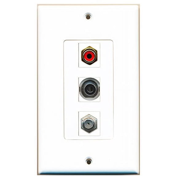 RiteAV - 1 Port RCA Red and 1 Port Coax Cable TV- F-Type and 1 Port 3.5mm Decorative Wall Plate Decorative
