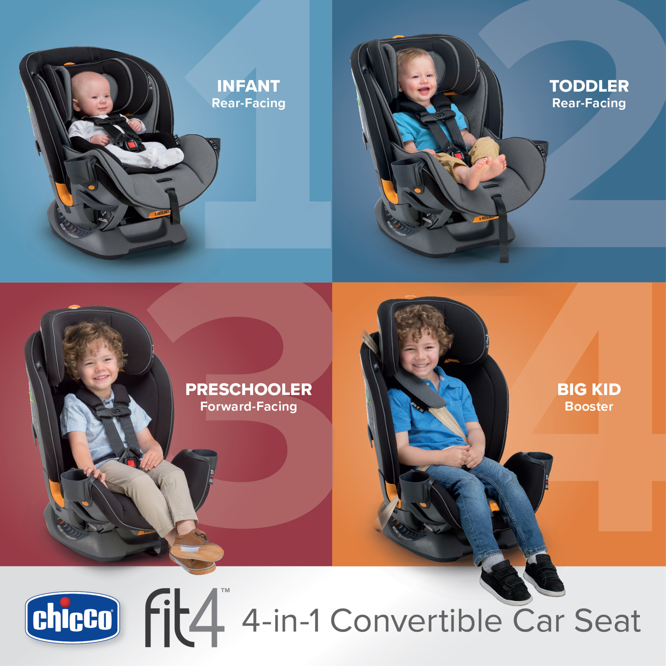Chicco Fit4 4-in-1 Convertible Car Seat - Carina (Navy/Purple) - image 2 of 13