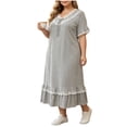 thumbnail image 2 of SELONE Plus Size Nightgowns for Women Long Lace Maxi Pajamas Dress Ruffle Short Sleeve Sleep Dress Daily Sleep Shirt, 2 of 6
