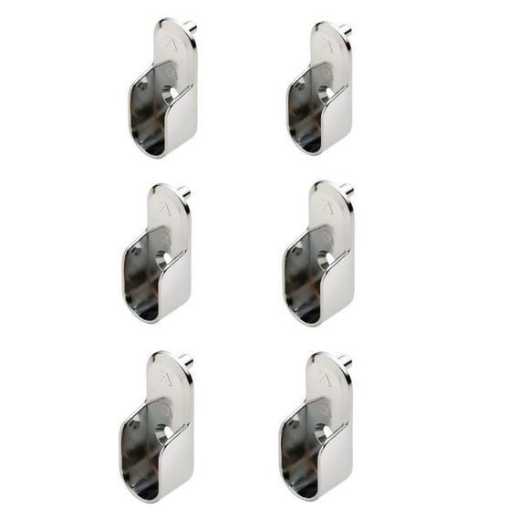 Hafele Oval Closet Rod Flange - w/Rear Facing Pins- 15 mm x 30mm - Chrome Finish (Pack of 6)