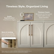 Mopio Blake Storage Cabinet, Sideboard Buffet Cabinet with Storage, Small Modular Accent Display Cabinet, Kitchen Coffee Bar Pantry Cabinet, Media Console Credenza for Living Room (Arched, White)