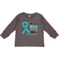 thumbnail image 3 of Inktastic Mom Ovarian Cancer Ribbon Boys or Girls Long Sleeve Toddler T-Shirt, 3 of 5