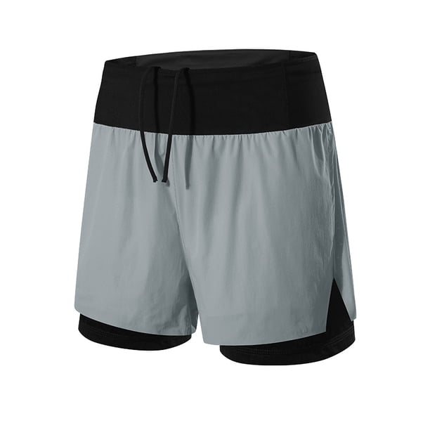Pantalones cortos deportivos para correr de verano para hombre, maratón al aire libre, Fitness, baloncesto, pantalones cortos falsos de dos piezas para correr de secado rápido de doble capa