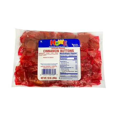 Howe Cinnamon Buttons Hard Candy, 10 oz, Bag