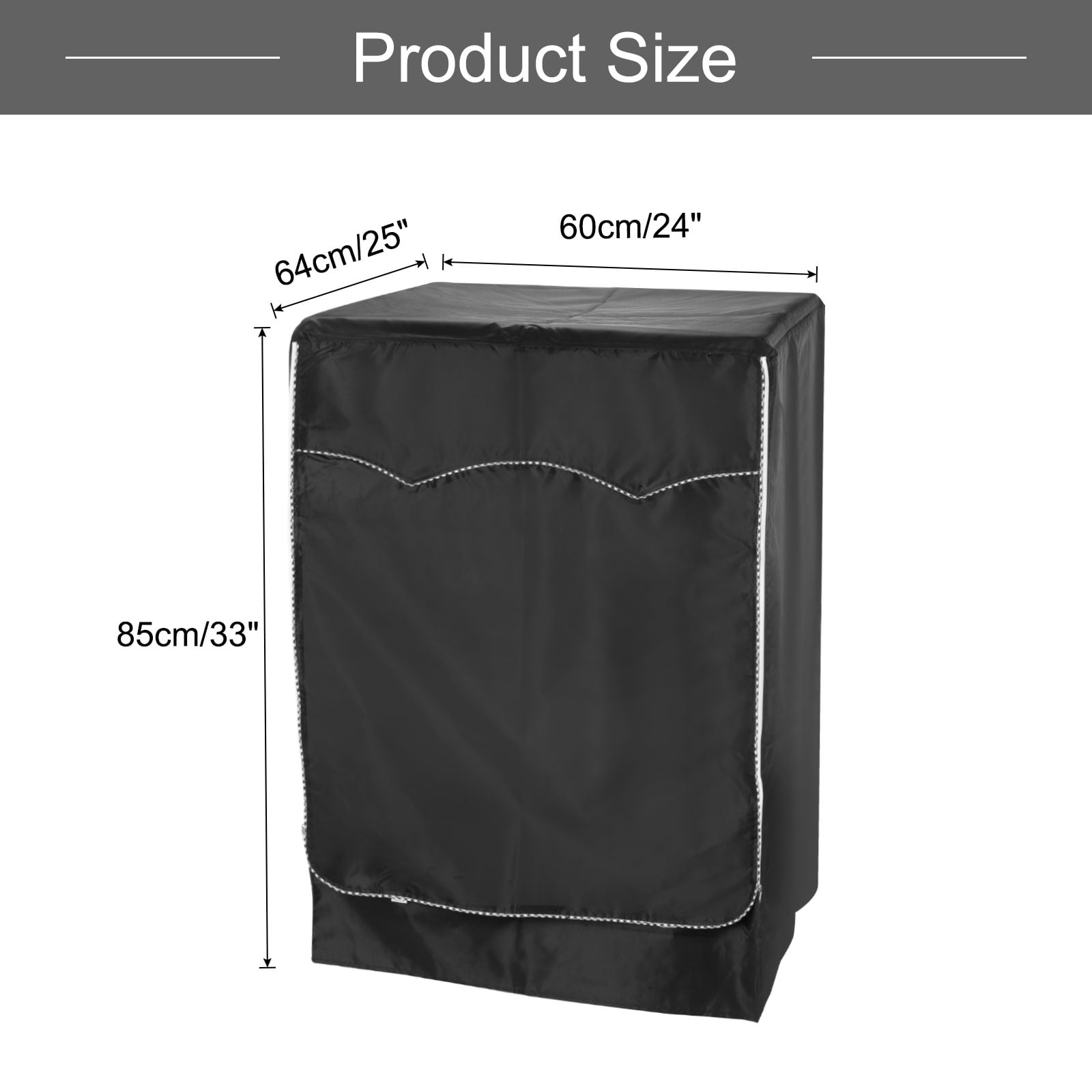 Uxcell Washer Cover Dustproof, Front Load Washing Machine Cover, 24Wx25Dx33H Inch Black Waterproof Cover for Washer