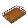 thumbnail image 1 of Bandeja rectangular para servir, vajilla para mesa de té, plato de fruta, aperitivos Marrón 40x30x65cm, 1 of 9