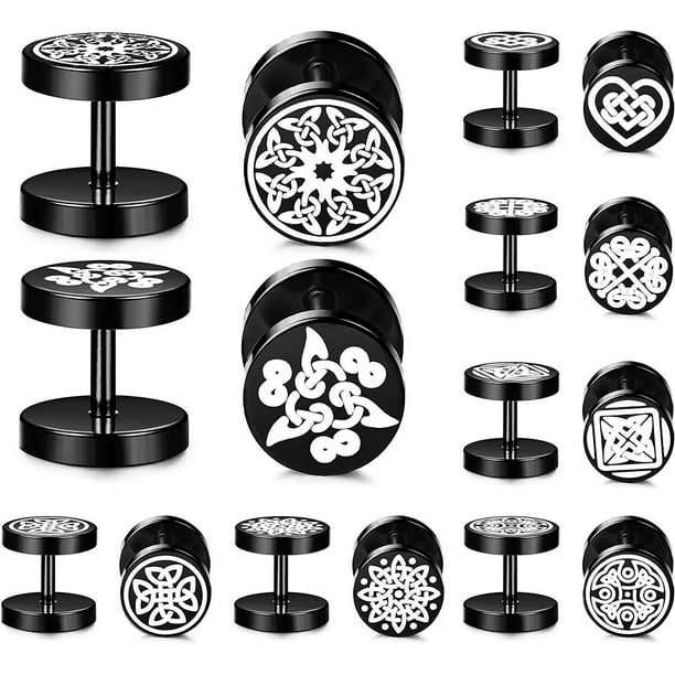 Fake Gauge Celtic Knot Symbol Stud Earrings Men Women; Stainless Ear