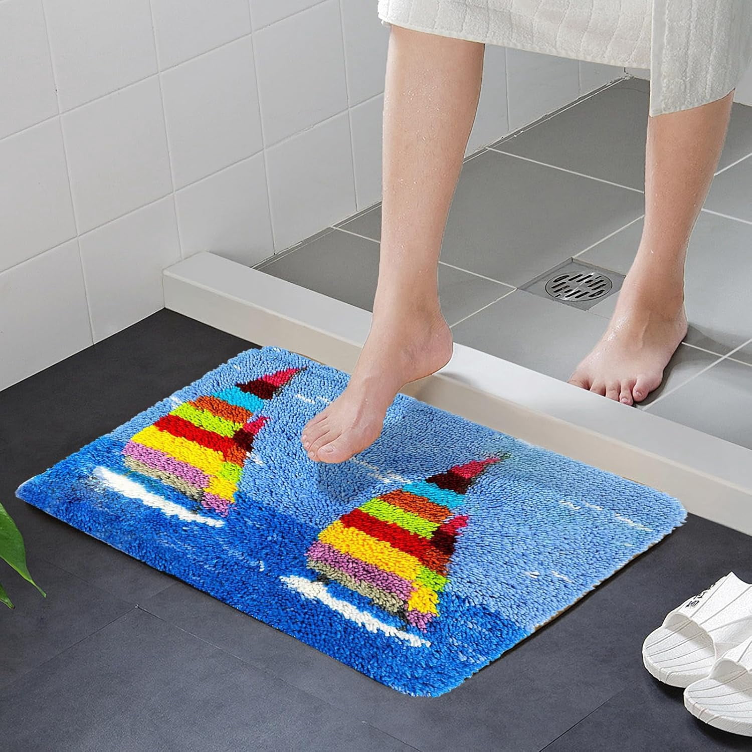 Latch Hook Kits Rug, 3D Pattern Canvas Crochet Needlework Crafts Floor DIY Latch Kits for Adults/Kids(Smooth Sailing, 62*42CM)