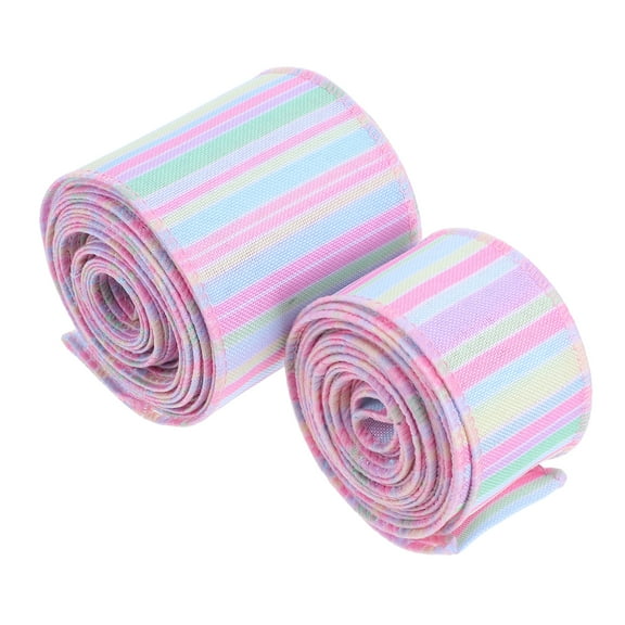 FONDOTIN Plaid Ribbon Wired Ribbon Multi Polyester 2 Rolls