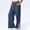 Navy, variant on Oplxuo Split Side Lace Trim Linen Pants for Women Wide Leg Elastic Waist Loose Travel Lounge Trousers with Pockets
