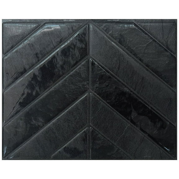 Smart Tiles Peel and Stick Backsplash, 5 Adhesive Tiles, Chevron Black, 11.43"x9"
