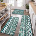 thumbnail image 2 of Teal Geometric Boho Pattern Kitchen Rugs Sets Of 3,Kitchen Runner Rugs Non Skid Washable,Decorative Kitchen Floor Mats for Kitchen,Sink,Laundry,17"x30"+ 17"x47" + 17"x59", 2 of 6
