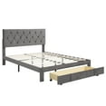 thumbnail image 4 of CLEARANCE! Queen Size Storage Bed Velvet Upholstered Platform Bed with a Big Drawer - Grey, 4 of 9
