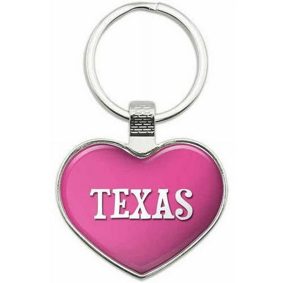 Texas - Places Metal Heart Keychain Key Chain Ring, Multiple Colors Available
