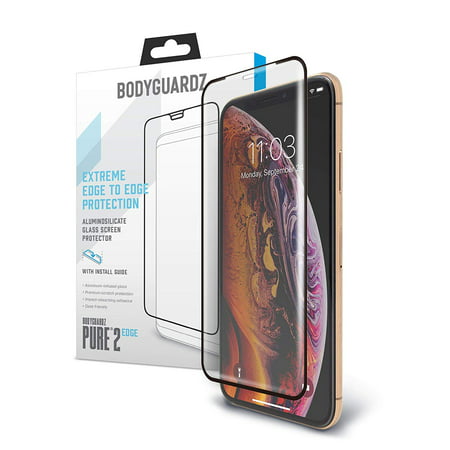 BodyGuardz - Pure 2 Edge Glass Screen Protector for Apple iPhone X, Ultra-Thin Edge-to-Edge Tempered Glass Screen Protection for Apple iPhone