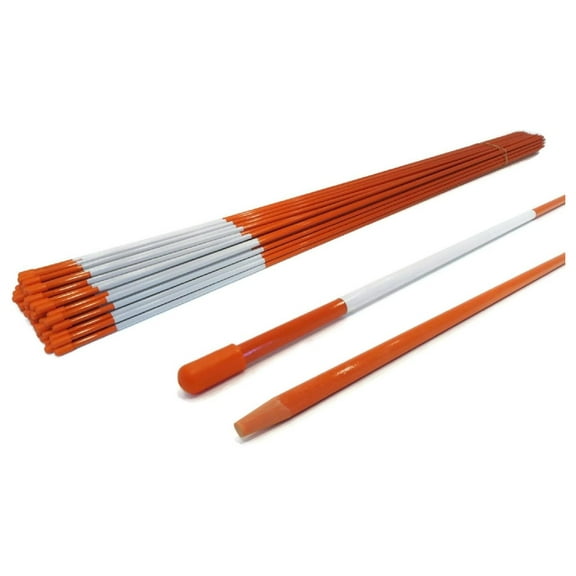 | (Pack of 20 Driveway Markers, Snow Stakes, Plow Stakes, Orange Reflective Fiberglass, 5/16" x "