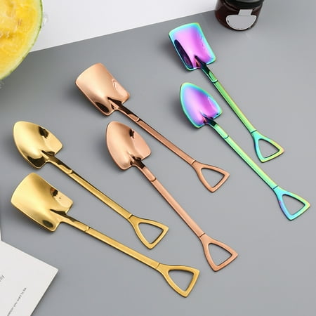 

SPRING PARK 2Pcs Stainless Steel Durable Spade Shovel Spoon Scoop for Birthday Party Dessert