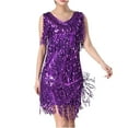 thumbnail image 2 of Joau Womens Sparkly Sequin Tassel Fringe Flapper Latin Dance Dress V-Neck Bodycon Glitter Cocktail Dresses Evening Party Club Prom Mini Dress Ballroom Costumes, 2 of 7