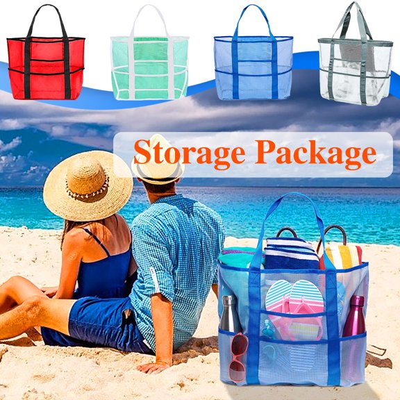 Nsxcdh Swimming Beach Mesh Storage Bag Large Capacity Handbag 35l 13.8x13.8in Heavy Duty Quick Dry 8 Pocket Tote for Men Women Outdoor Sports Pool Home Indoor Sports for women man Gift