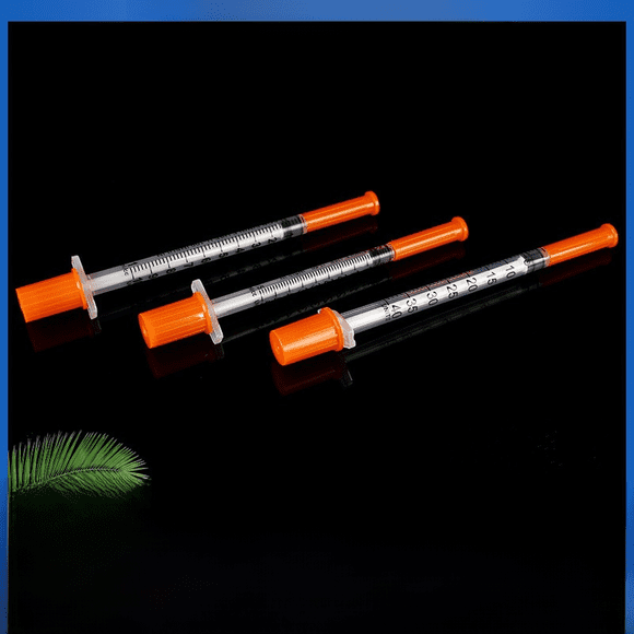 Jeringa veterinaria de 0,3 ml, jeringa de plástico de empuje manual con escala, jeringa desechable