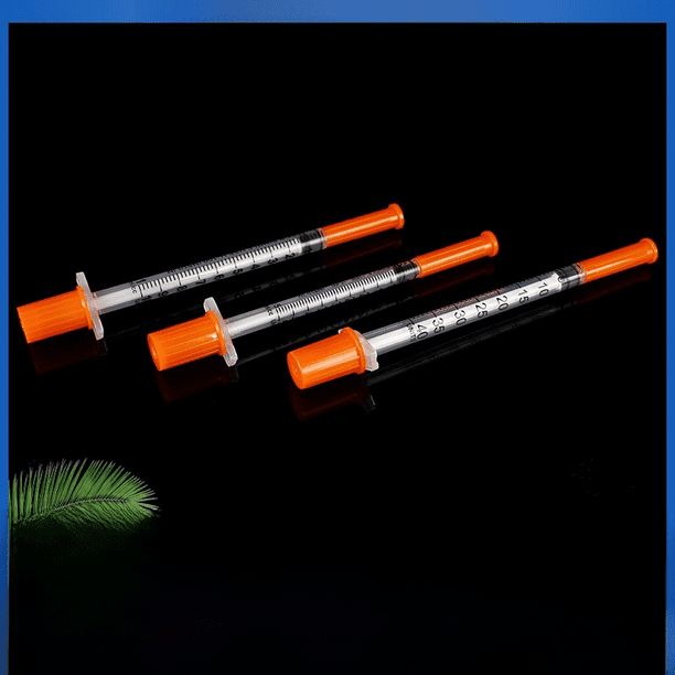 Jeringa veterinaria de 0,3 ml, jeringa de plástico de empuje manual con escala, jeringa desechable