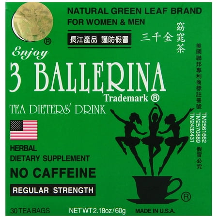 3 Ballerina Herbal Tea Men And Women Dieters' Drink Regular Strength 30 Tea (Best Tea For Men)