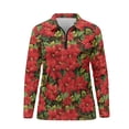thumbnail image 4 of Yuyamidu Red Poinsettia Golf Shirts for Women Blue Golf Top Lightweight Tennis Shirt Soft Christmas Long Sleeve Athletic Outfits Size XS, 4 of 8