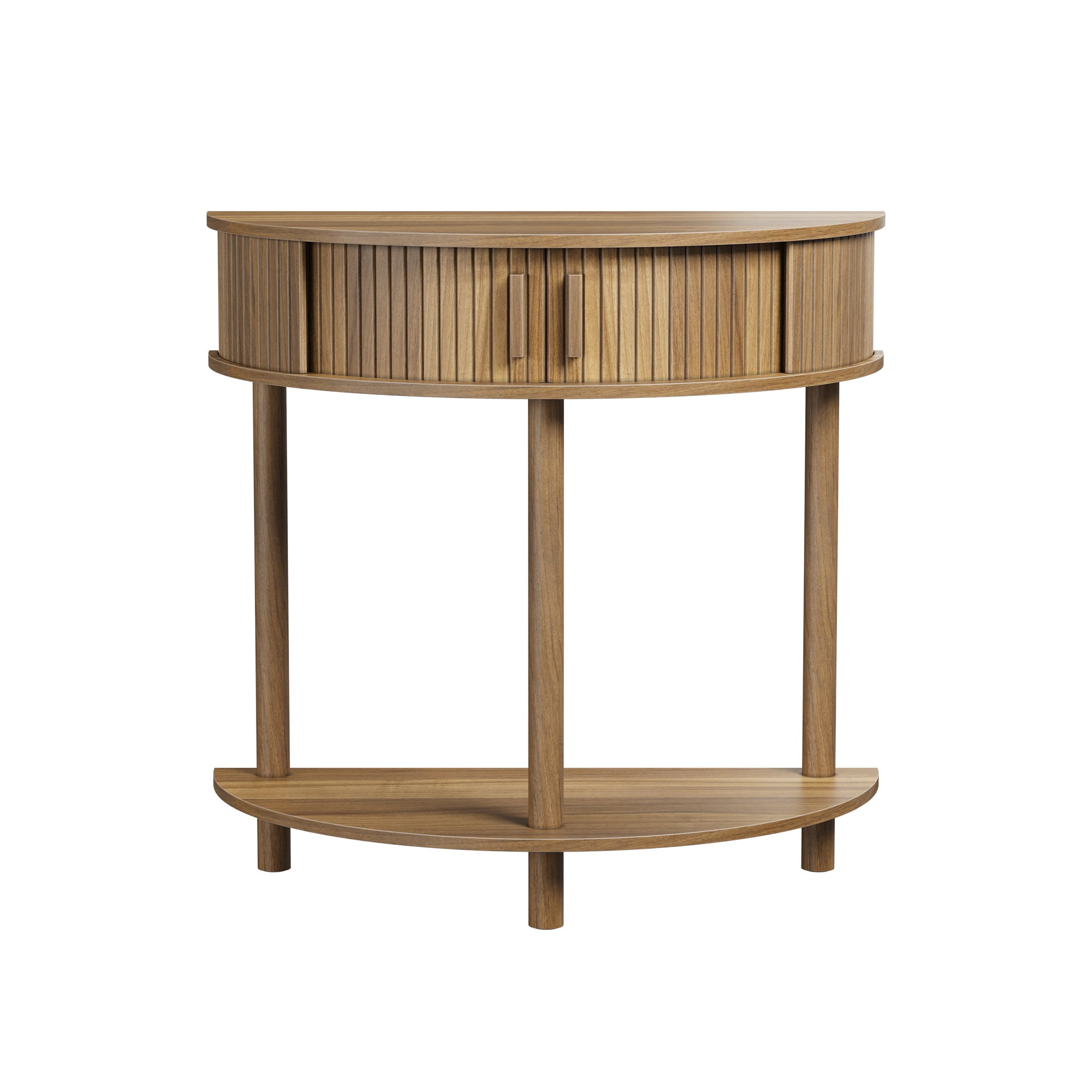 Sailvan 31.5 Inch Grooved Half-Moon Console Table, Modern Entryway Decorative Table for Home