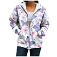 thumbnail image 6 of idosla Womens Zip Up Hoodies Oversized Sweatshirts Drawstring School Butterfly Printed Outfits Casual Jackets 2025 Clothes (Light Purple, XL), 6 of 7