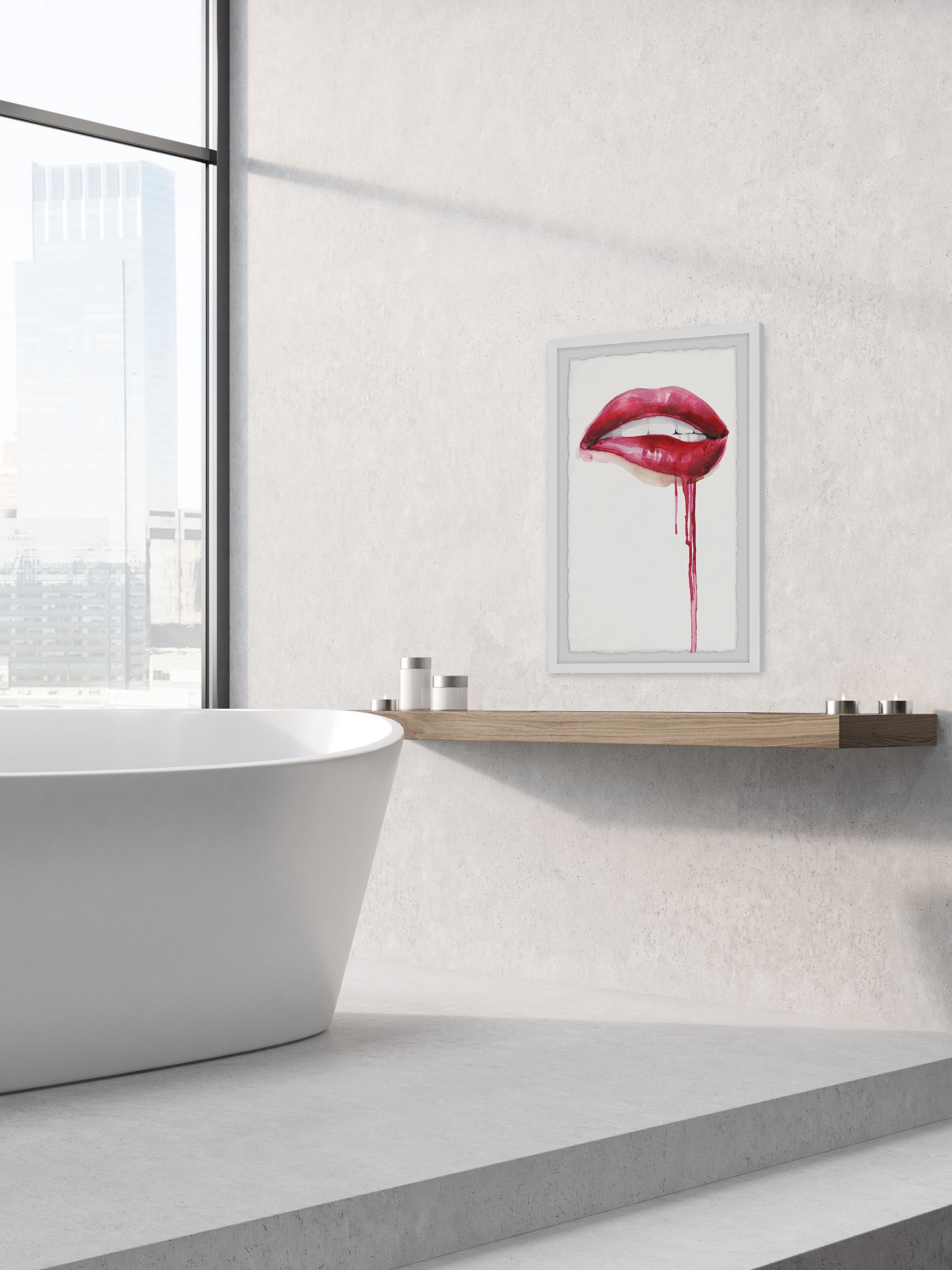 Marmont Hill "Se x y Lips" Framed Painting Art Print, 20.00" x 1.50"