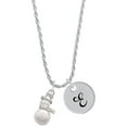 thumbnail image 1 of Delight Jewelry Silvertone Imitation Pearl Snowman Silvertone Script Initial Disc - E - Charm Necklace, 20"+3", 1 of 4