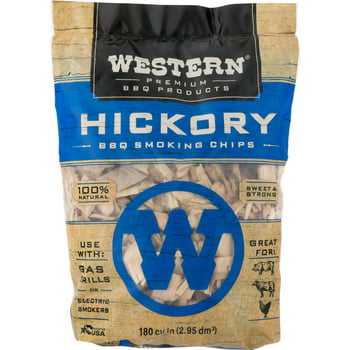 Western Premium BBQ Products Hickory BBQ Smoking Chips, 180 Cu in