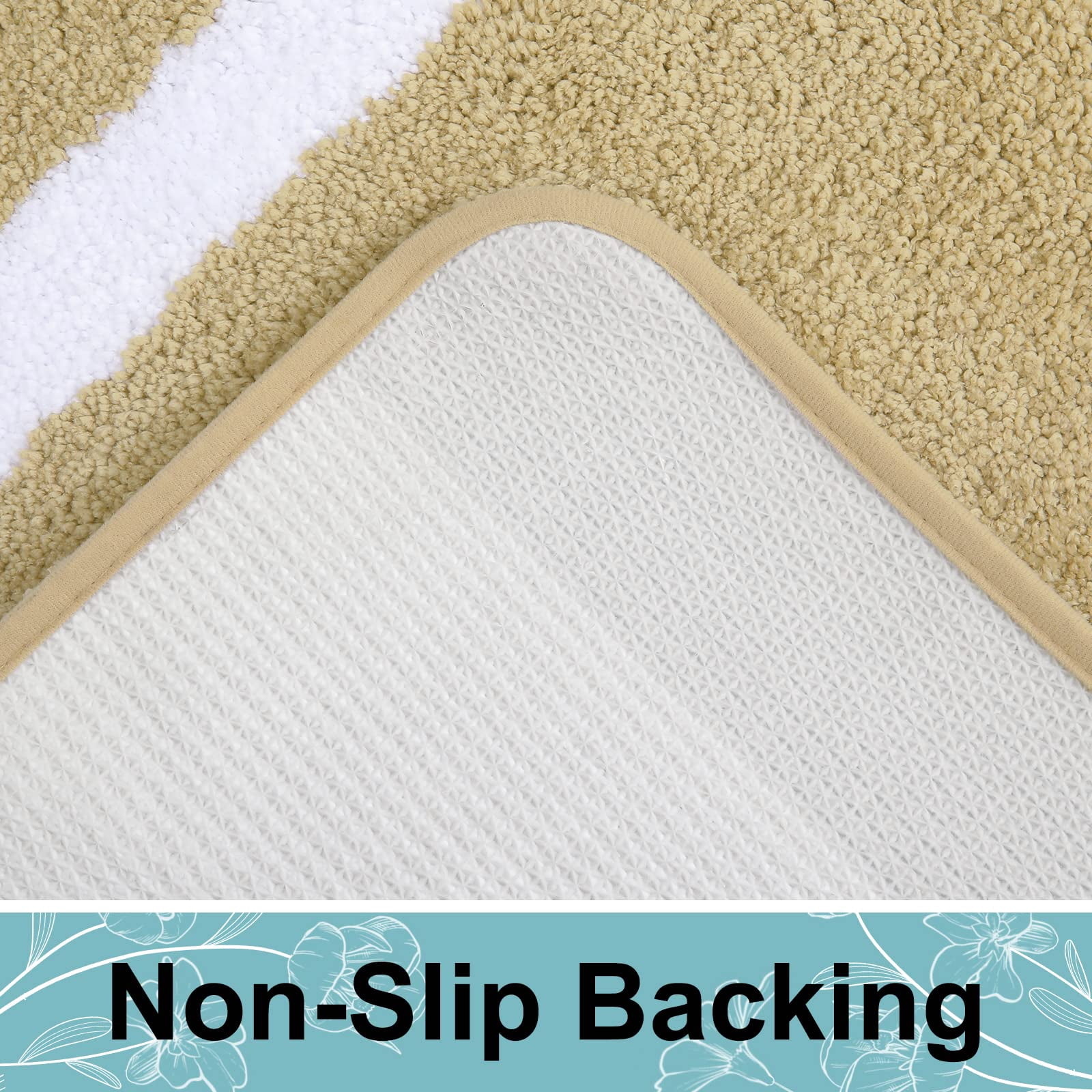 Smiry Luxury Microfiber Bathroom Rug Mat 20"x30" Soft Absorbent Bath Rug Non-Slip Plush Shaggy Bath Carpet,Beige