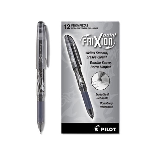 Westers aangrenzend Zeebrasem FriXion Point Erasable Stick Gel Pen Extra-Fine 0.5mm, Black Ink, Black  Barrel - Walmart.com