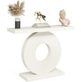 thumbnail image 3 of Elegant White Geometric Console Table for Living Room & Entryway | 39.4" Modern Glam Accent Table with Sturdy Wave Pedestal Base | Easy Assembly, 3 of 8