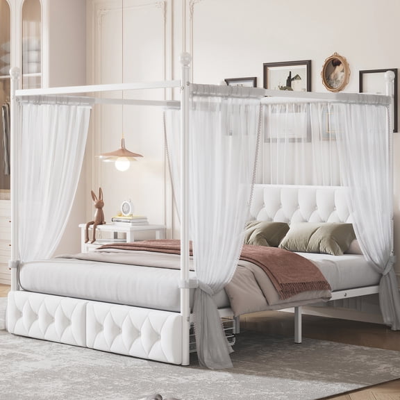 Queen Size - Canopy Design and Headboard - Bedroom Arrangement - Long - lasting Use