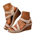 thumbnail image 3 of Aihuaihua Womens Sandals Dressy Wedge Sandals Comfortable 2026 Summer Heels Open Toe Casual Shoes Spring Elegant Ladies Sandal, 3 of 9
