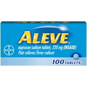 Aleve Pain Reliever/Fever Reducer Naproxen Sodium Tablets, 220 mg, 100 ct